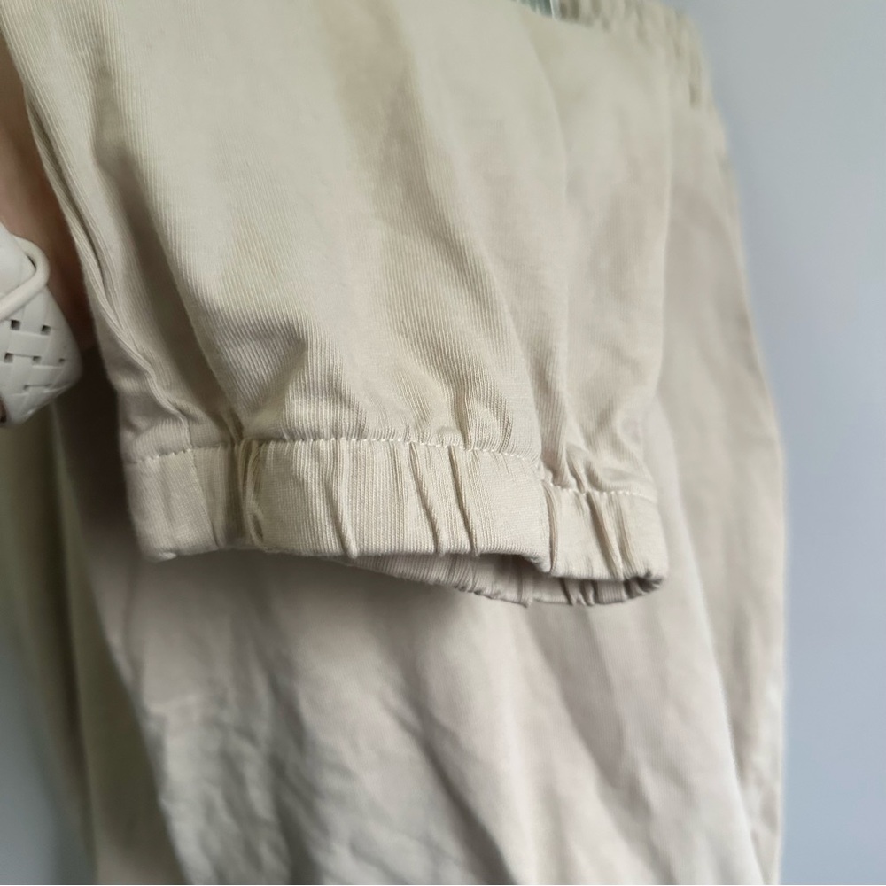Zara Beige Joggers, Elastic Waist 100% Cotton Pants with Pockets Size XL - Picture 7 of 9